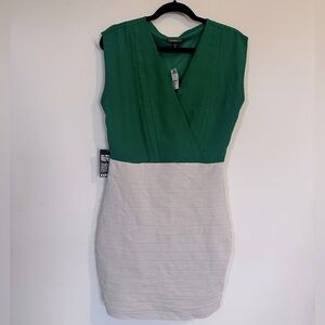 Express Y2K Emerald and Ivory Sleeveless Dress
